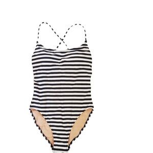J CREW Tie-back One-Piece Swimsuit Classic Stripe